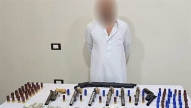 حبس عاطل لحيازته 8 قطع سلاح نارى فى البحيرة